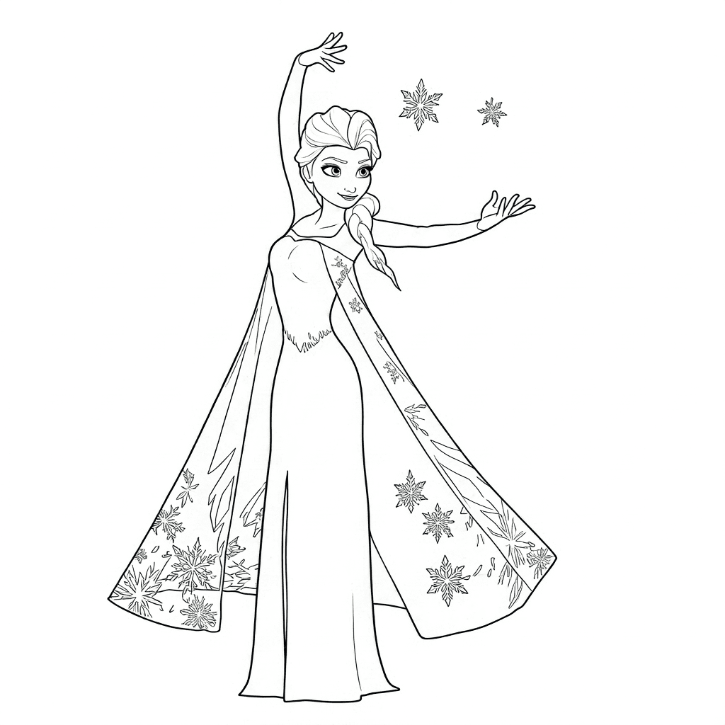 Elsa dançando para colorir
