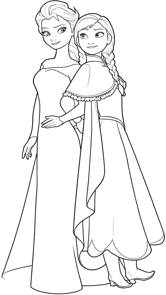 Elsa e Anna para colorir