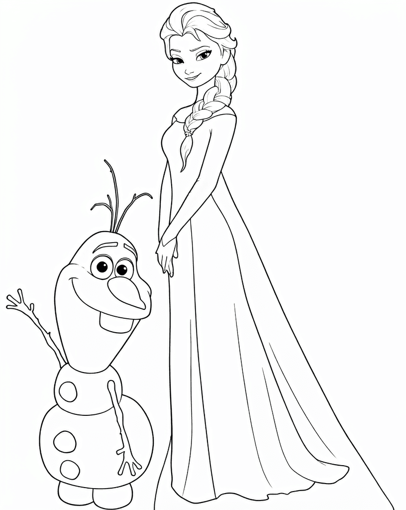 Elsa e Olaf para colorir