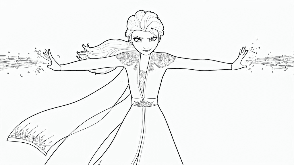 Elsa em ação para colorir