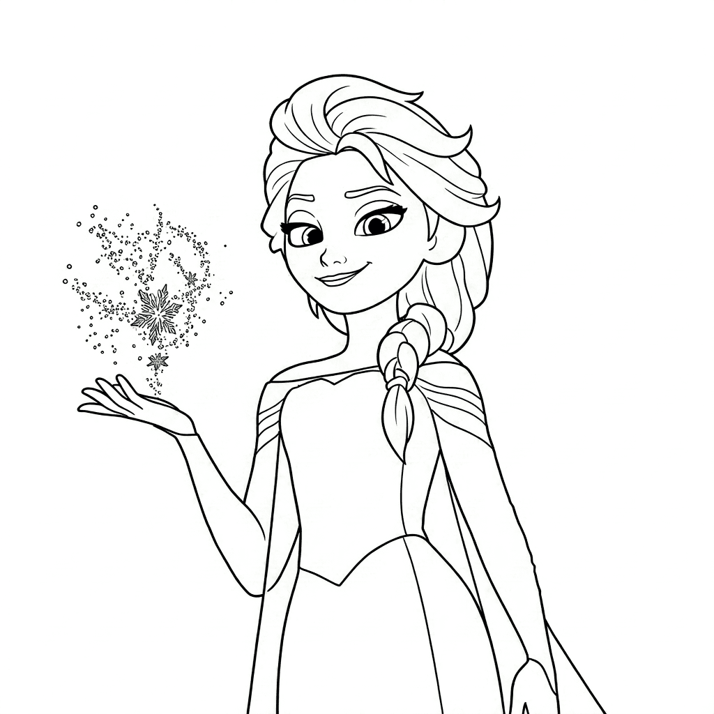 Elsa com floco de neve para colorir