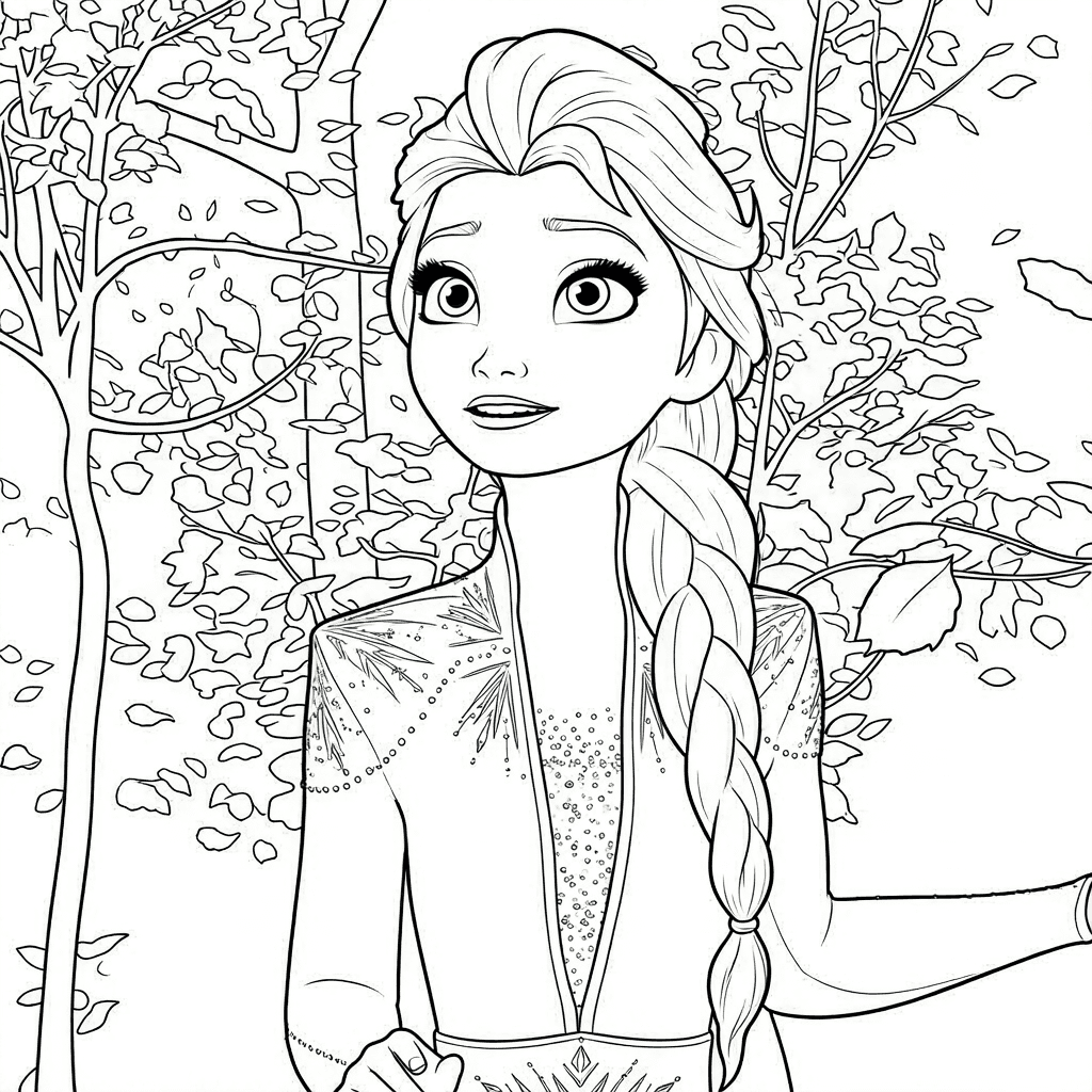 Elsa na natureza para colorir
