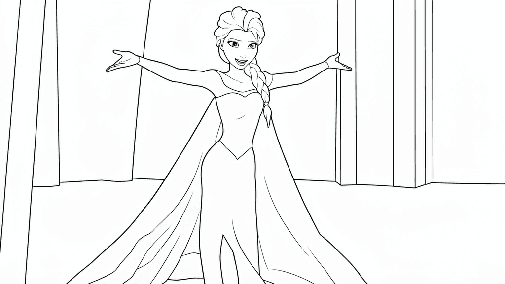 Vestido da Elsa para colorir