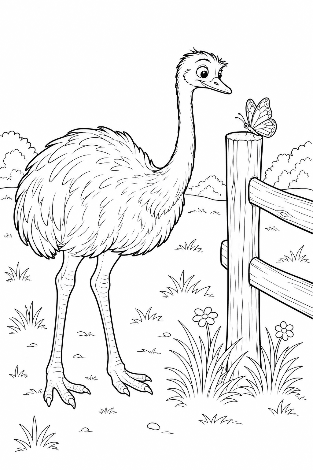 Ema na fazenda para colorir