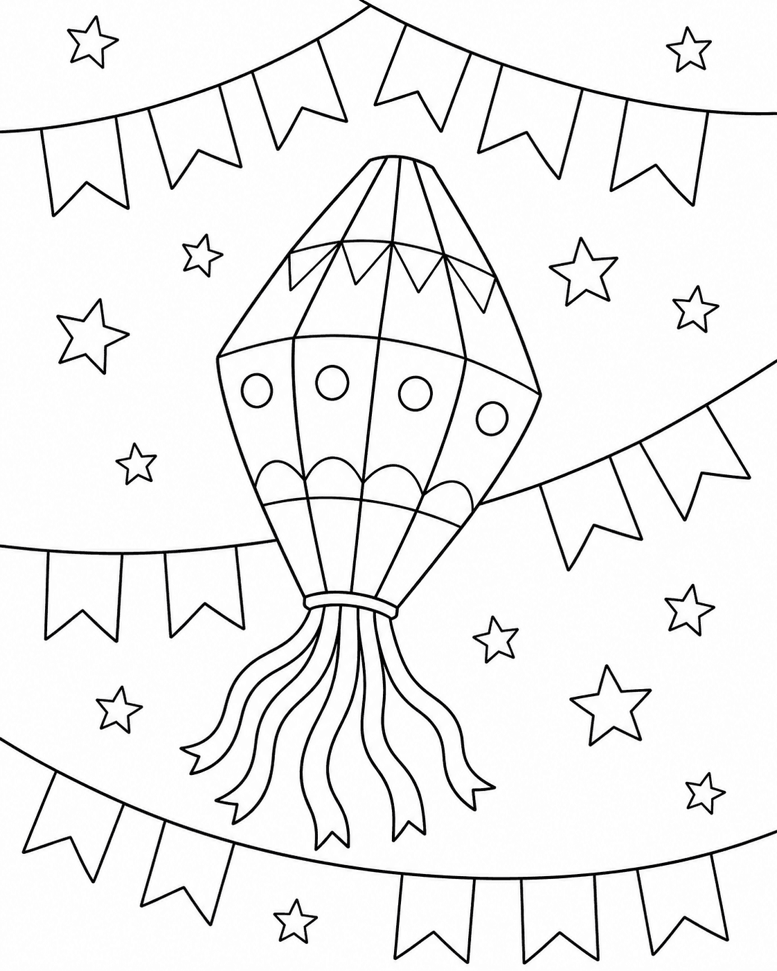 Balão de Festa Junina para colorir