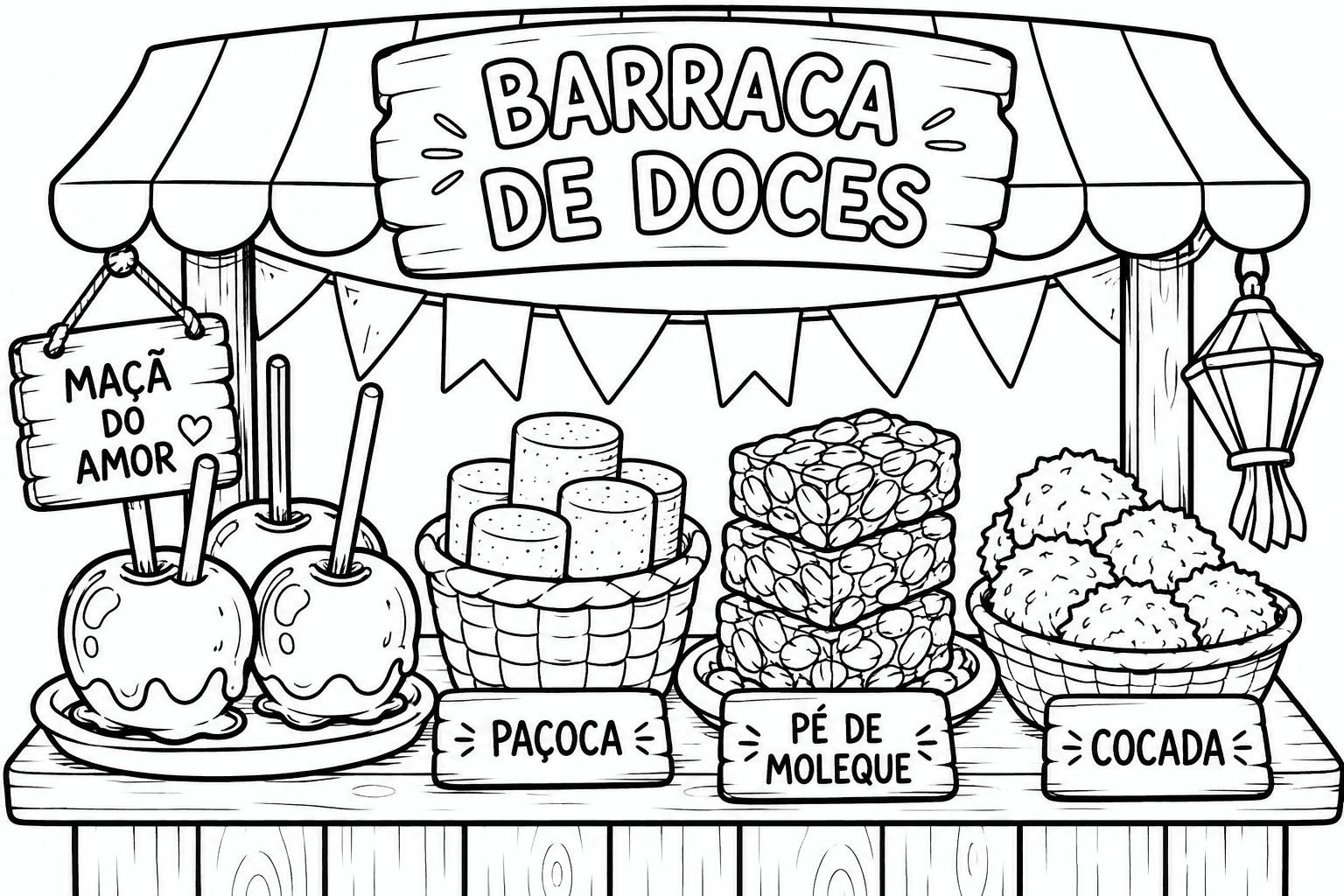 Barraca de doces para colorir