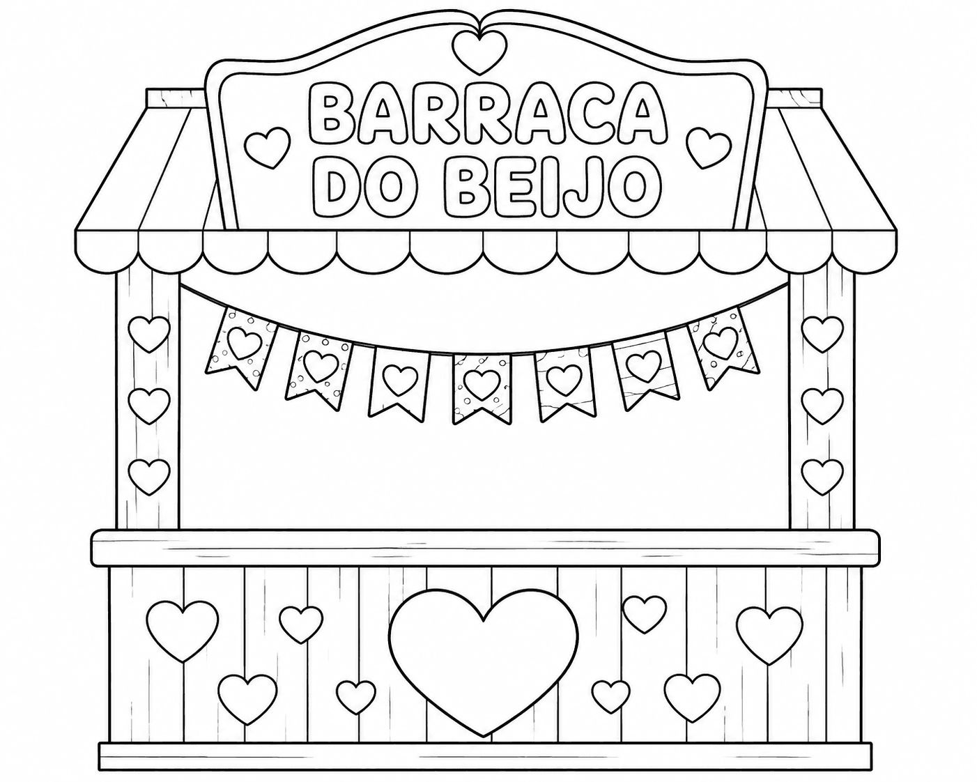Barraca do beijo para colorir