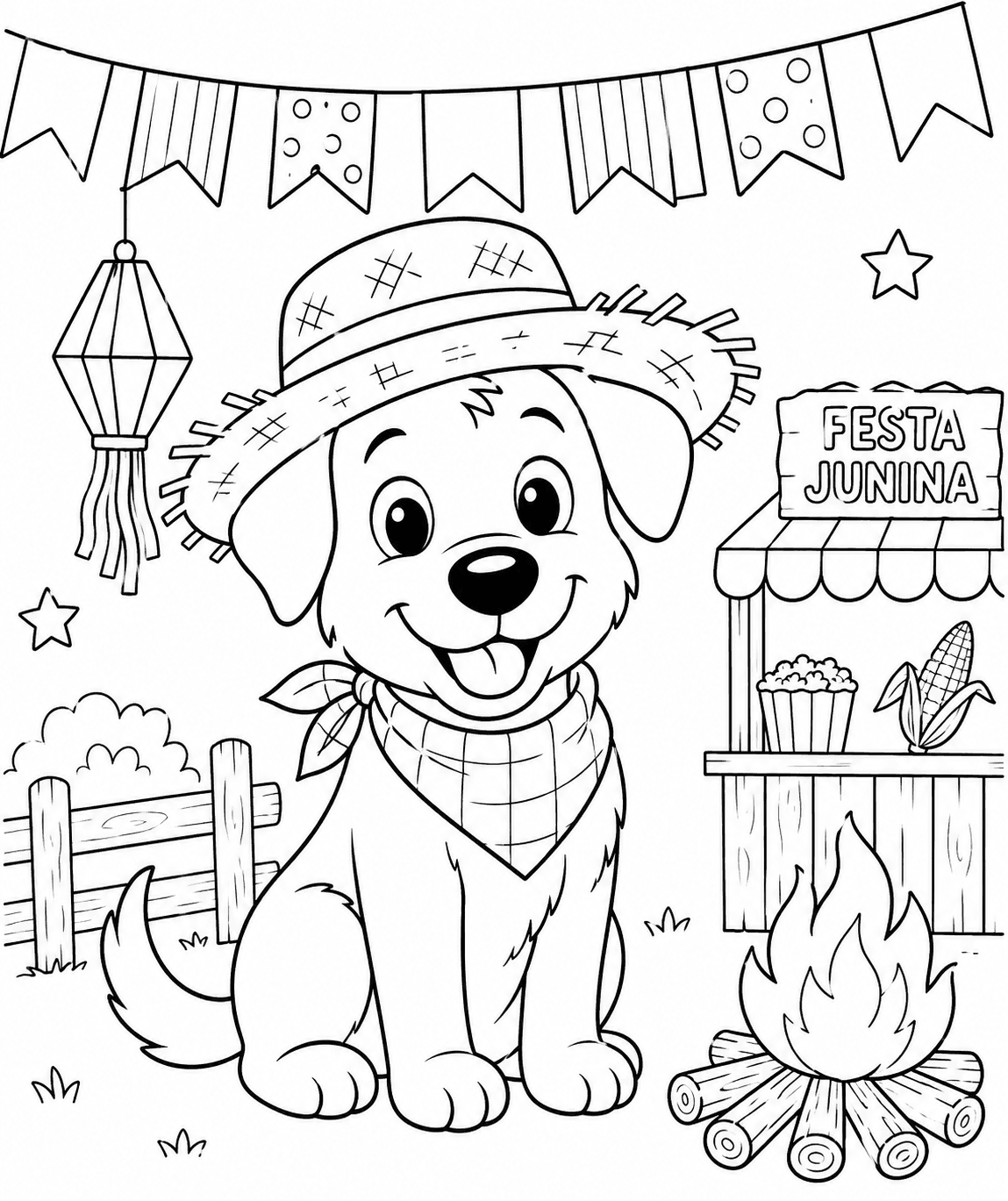 Cachorro caipira para colorir