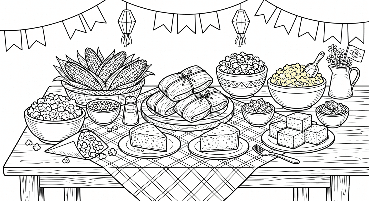 Comidas de Festa Junina para colorir