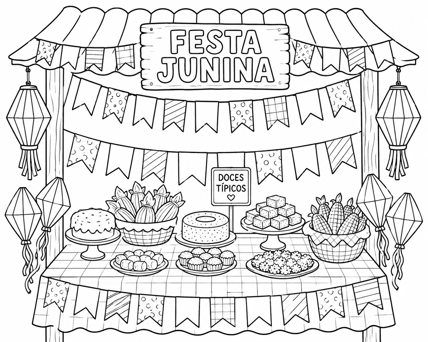 Doces de Festa Junina para colorir