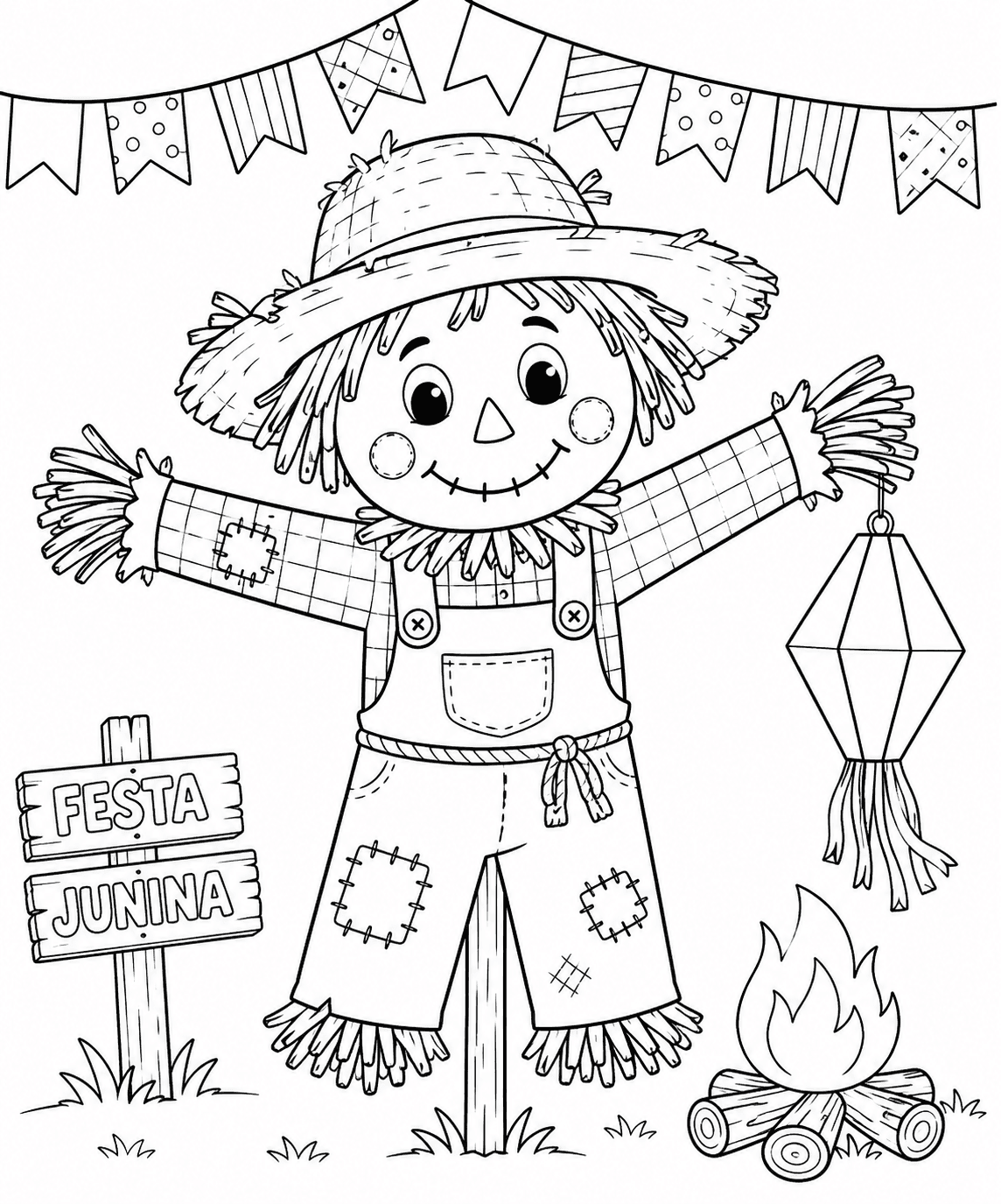 Espantalho de Festa Junina para colorir