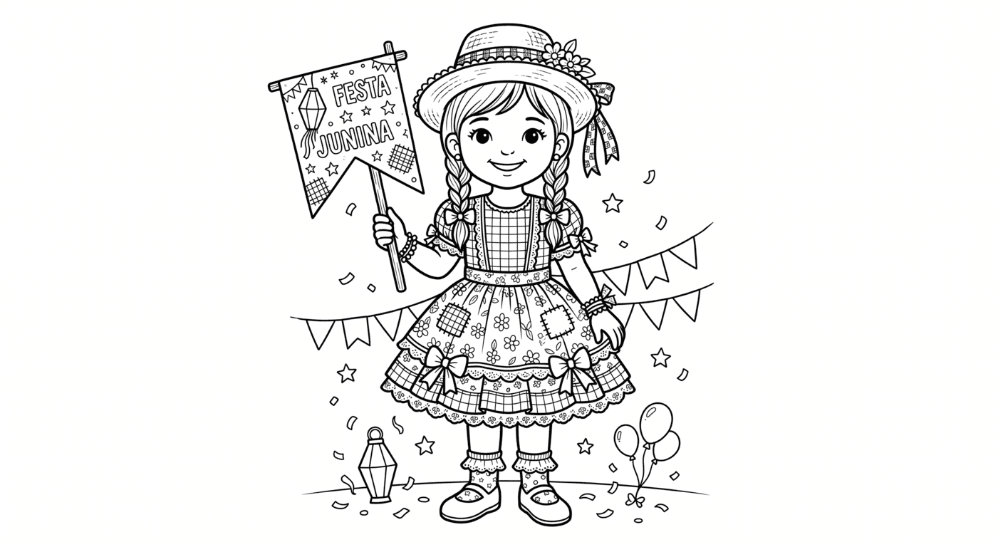 Menina caipira para colorir