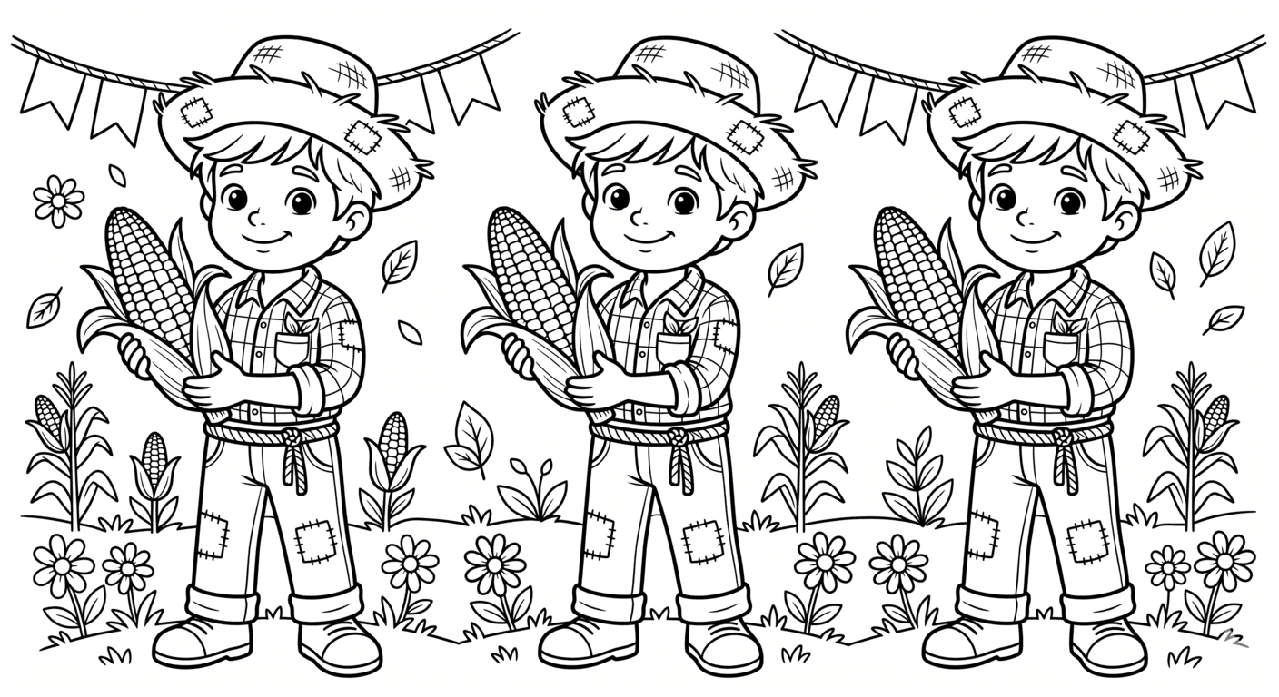 Menino caipira para colorir