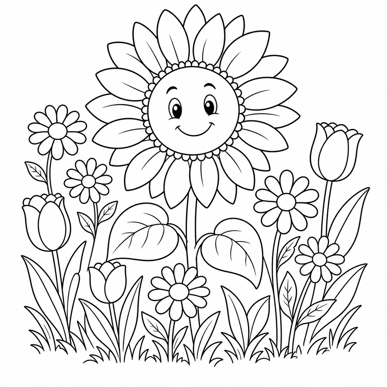 Jardim de flores para colorir