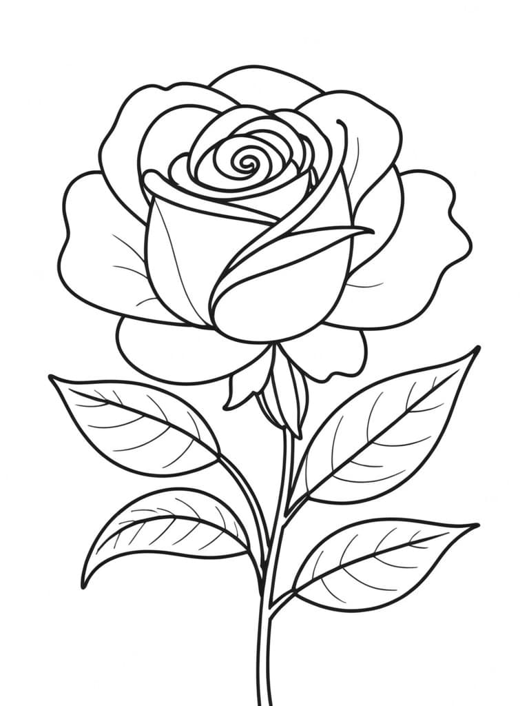 Rosa aberta para colorir