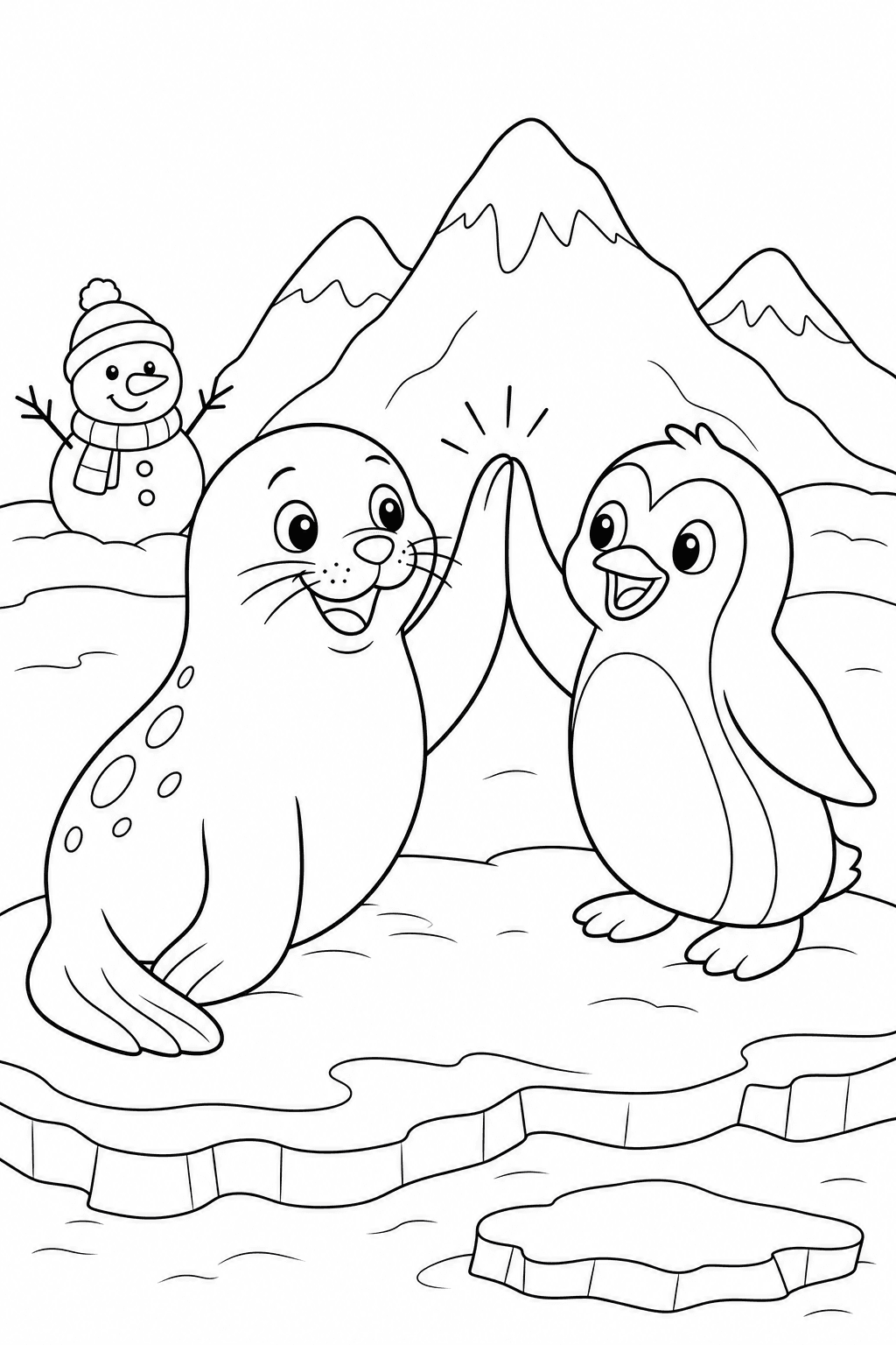 Foca e pinguim amigos para colorir