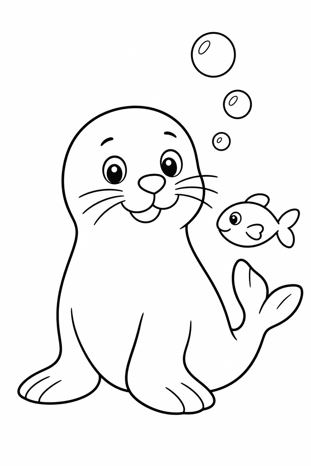 Foca fácil infantil para colorir