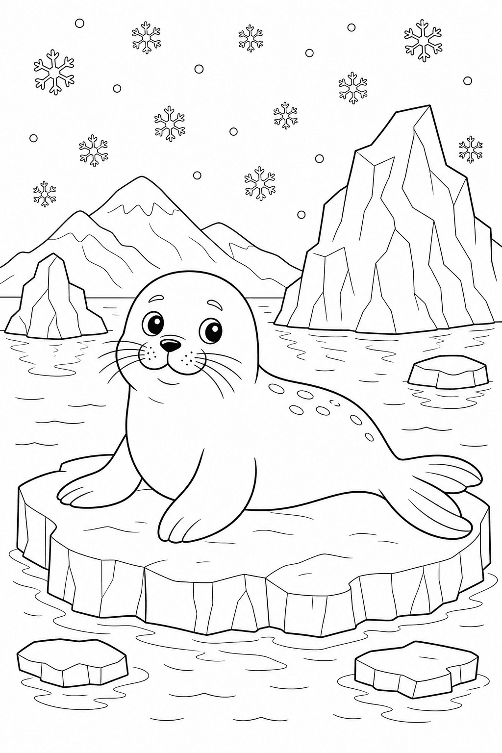 Foca no gelo para colorir