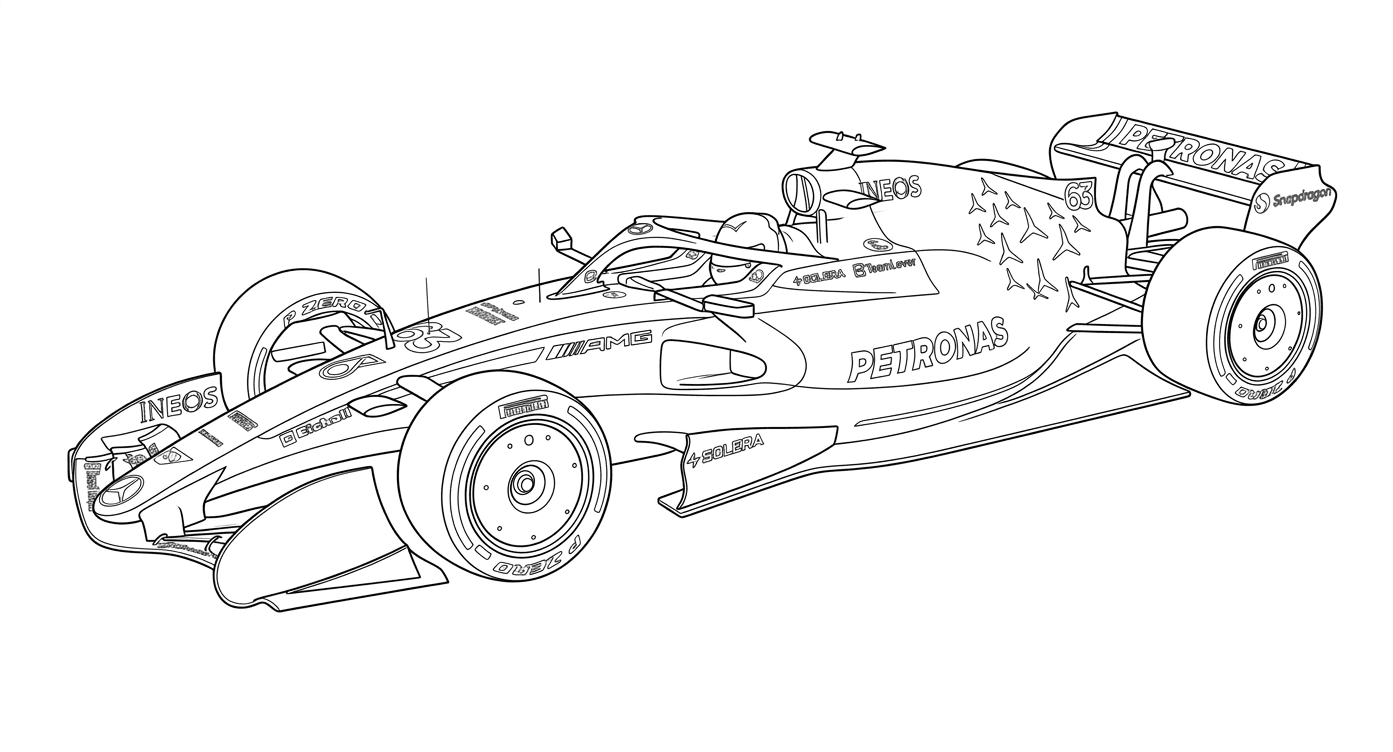 Fórmula 1 Mercedes AMG W17 para colorir