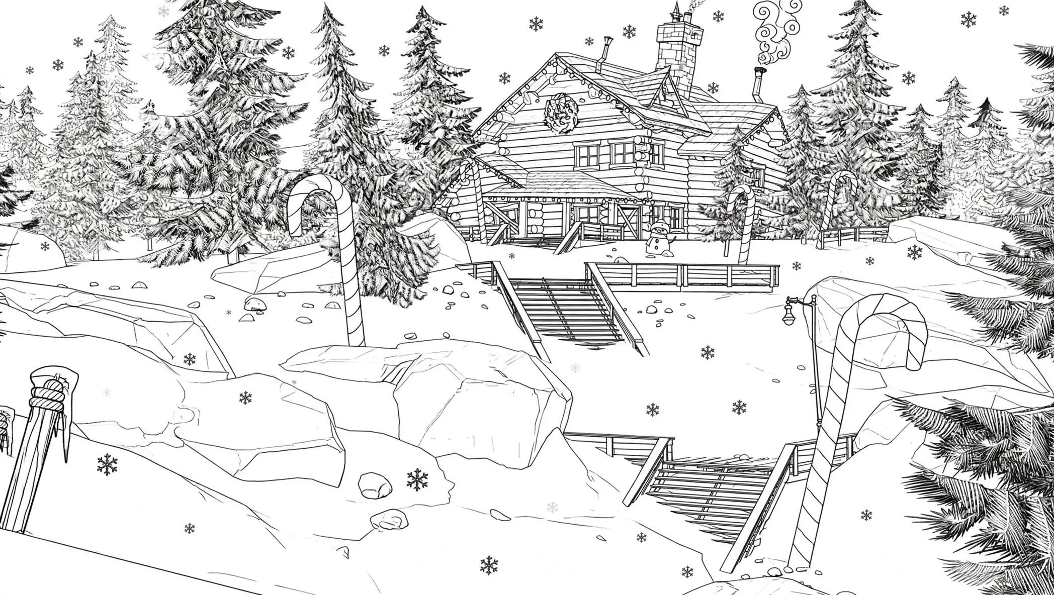 Cabana do festival de inverno de Fortnite para colorir