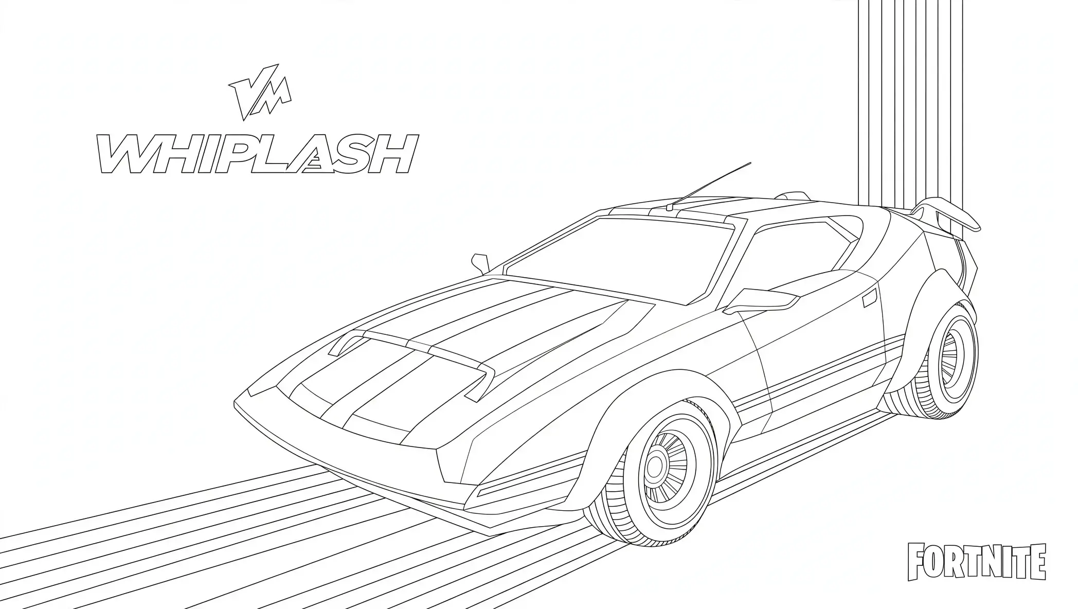 Carro de corrida Whiplash de Fortnite para colorir