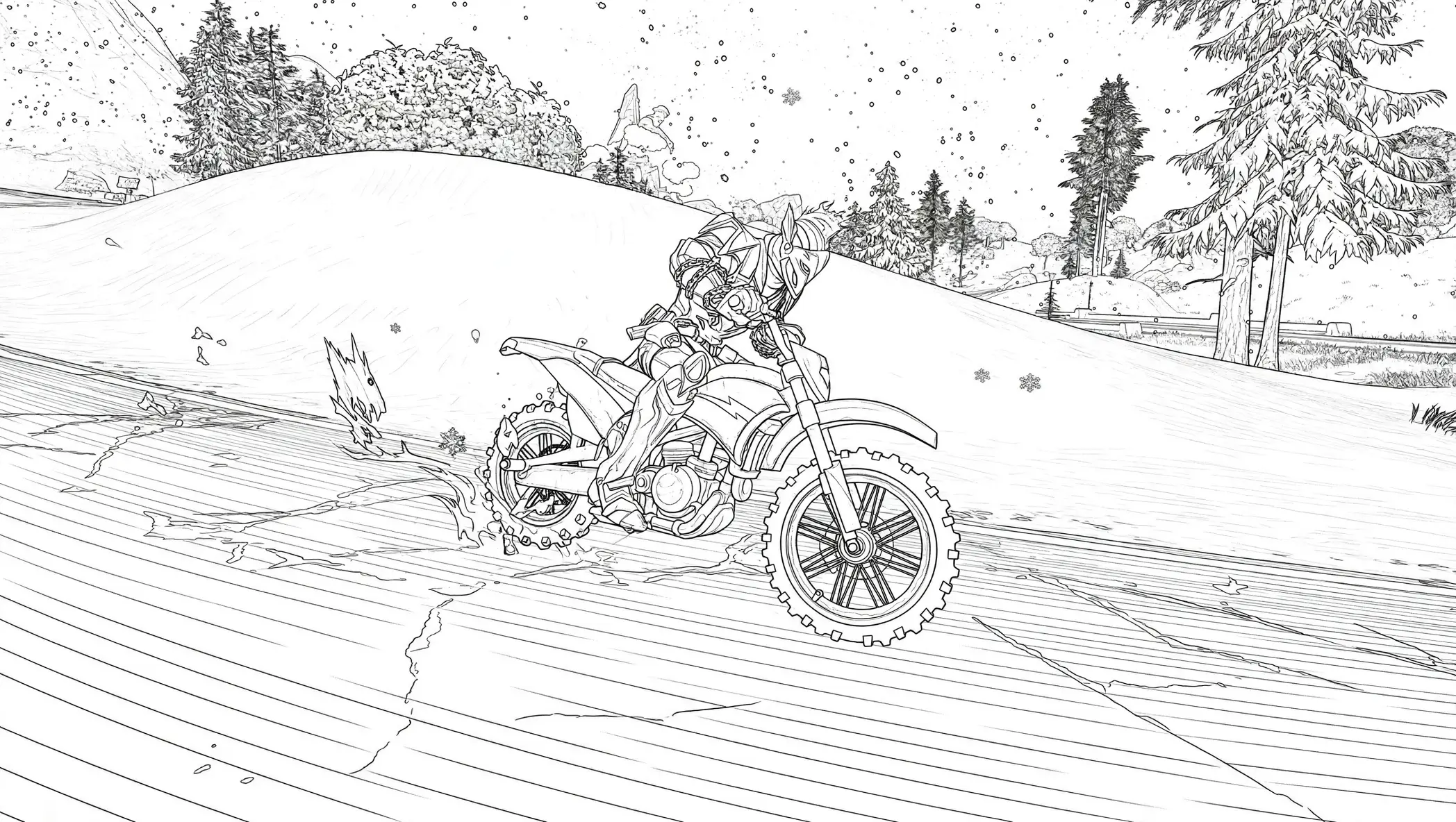Moto na neve de Fortnite para colorir