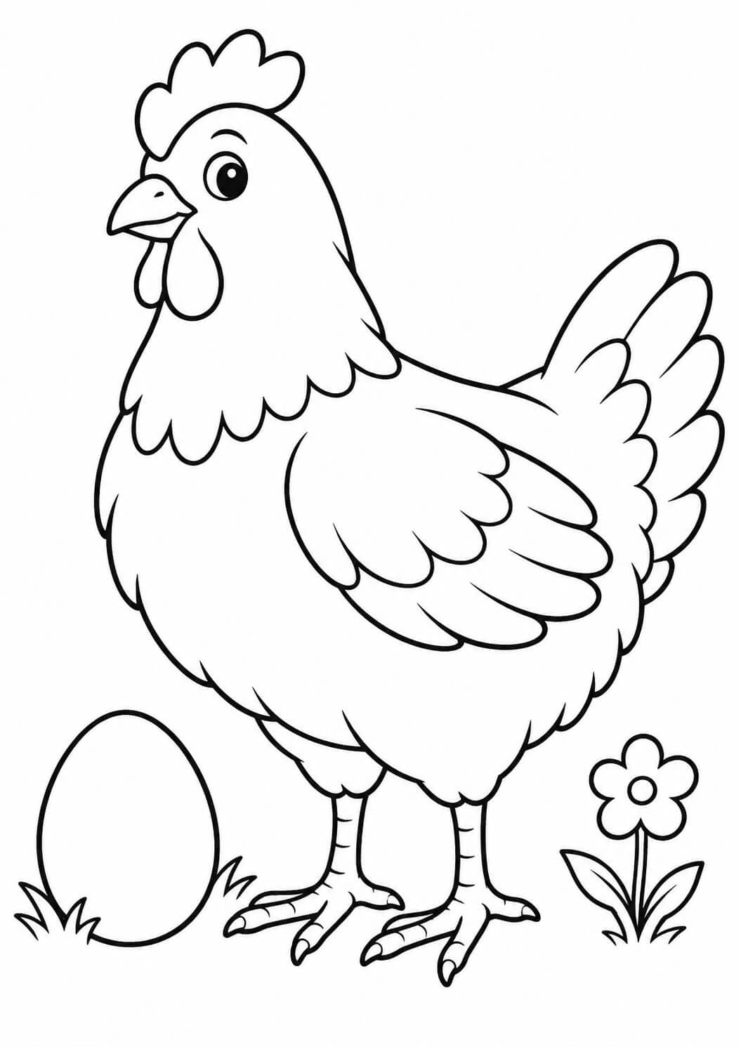 Galinha com ovo para colorir