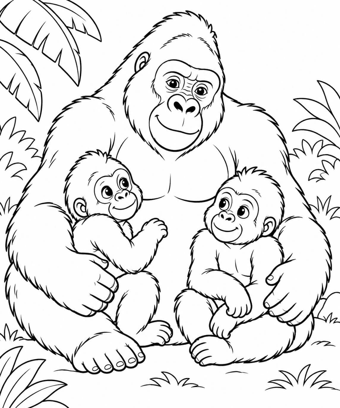 Família de gorilas para colorir