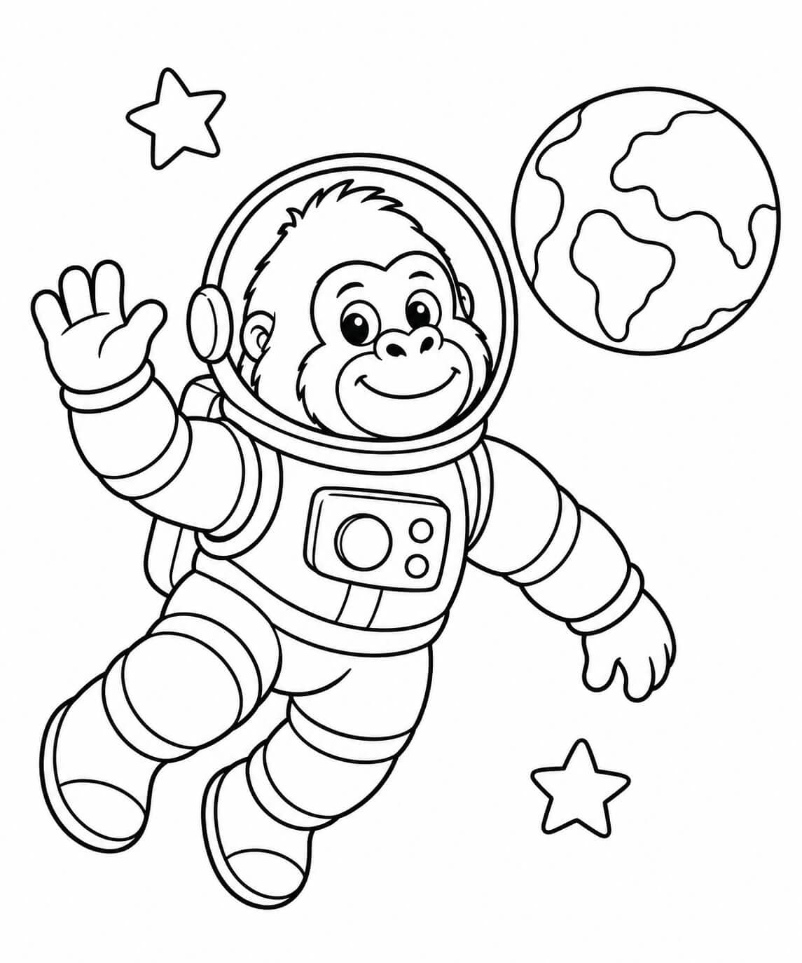 Gorila astronauta para colorir