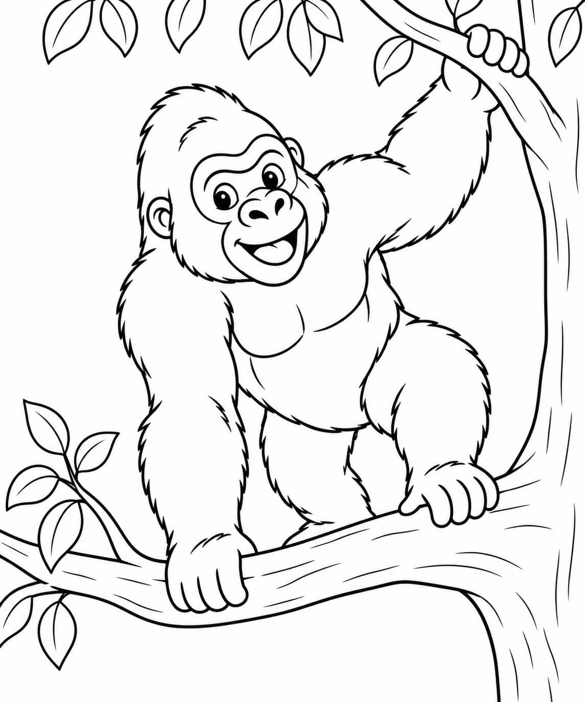 Gorila na árvore para colorir