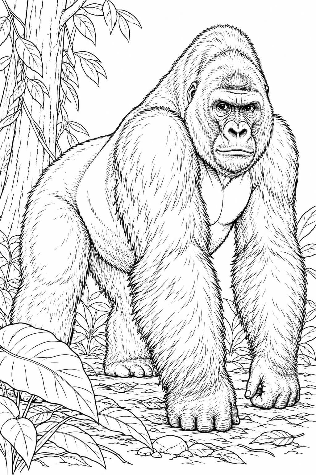 Gorila realista para colorir