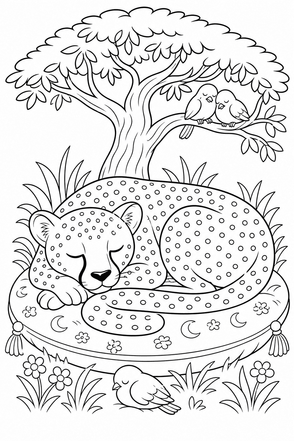 Guepardo dormindo tranquilamente para colorir