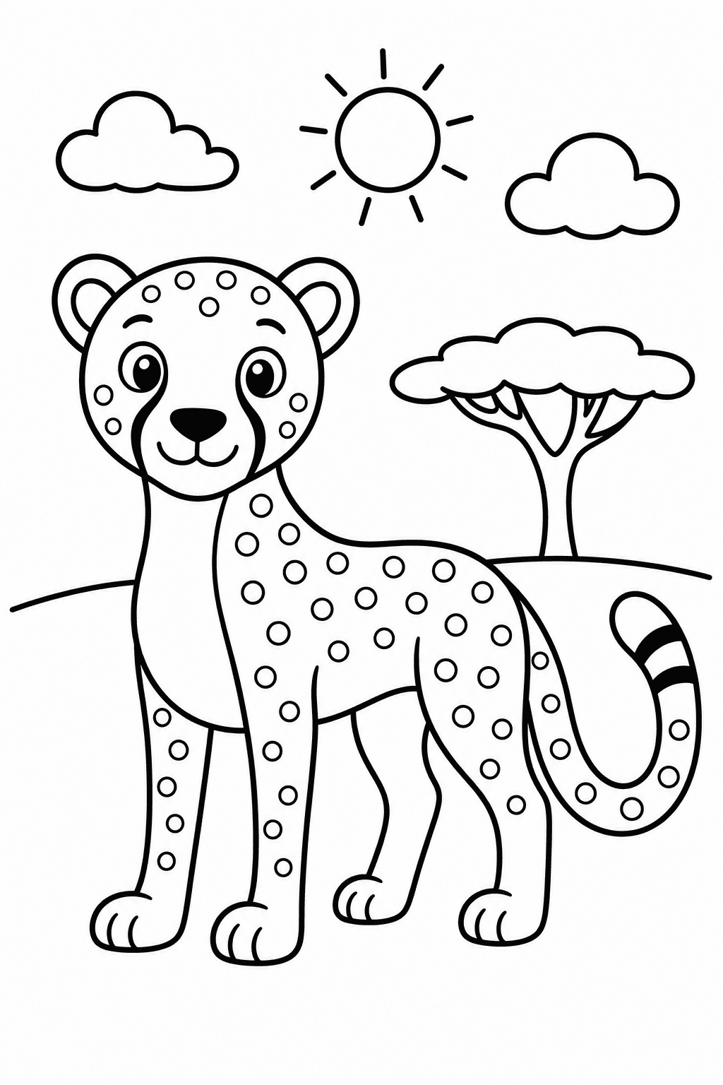 Guepardo fácil infantil para colorir
