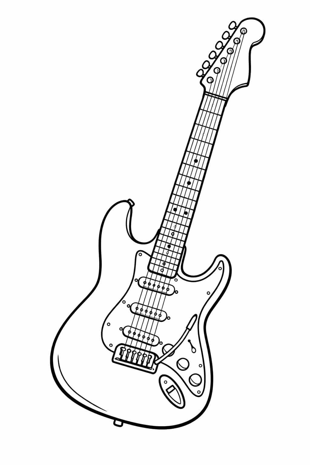 8 Desenhos de Guitarra para colorir e imprimir