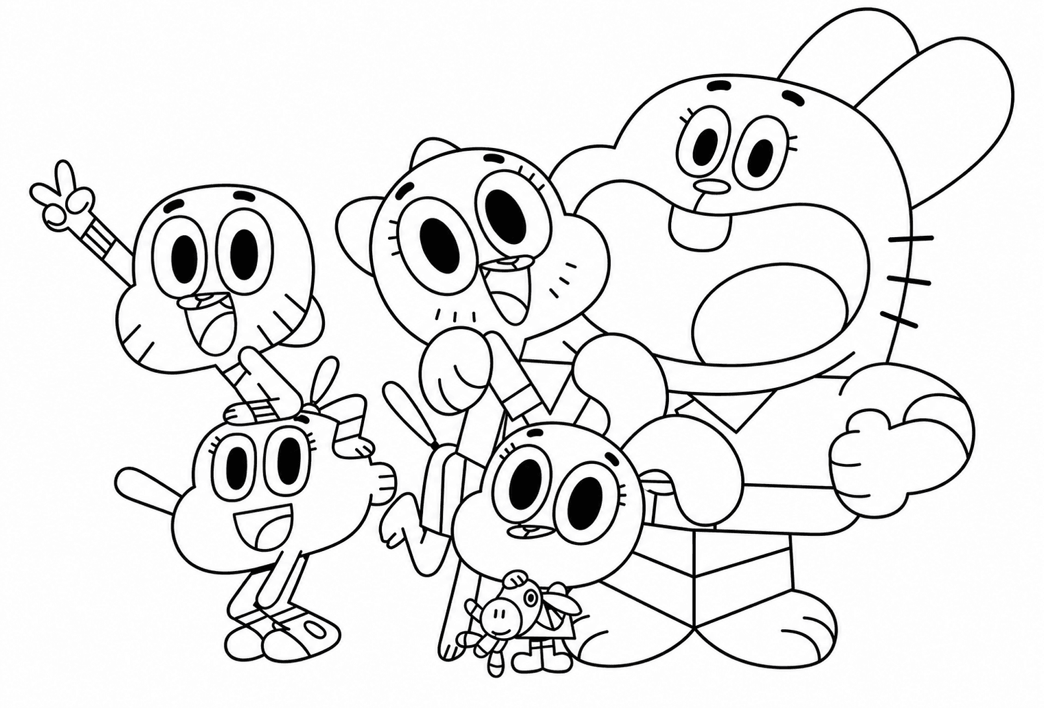Desenho de Gumball e sua família para colorir