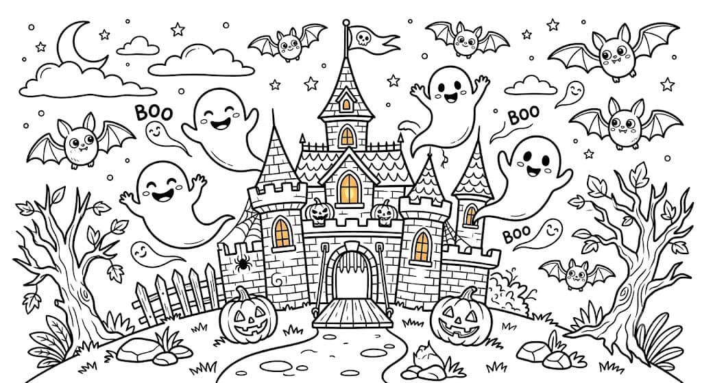 Castelo de Halloween para colorir