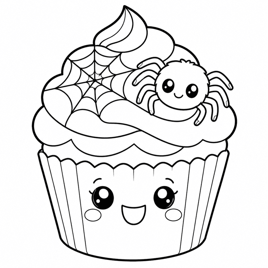 Cupcake de Halloween para colorir