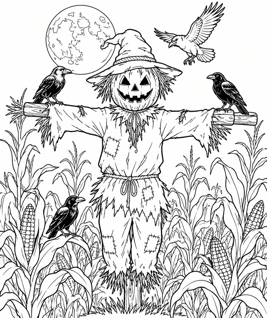 Espantalho de Halloween para colorir