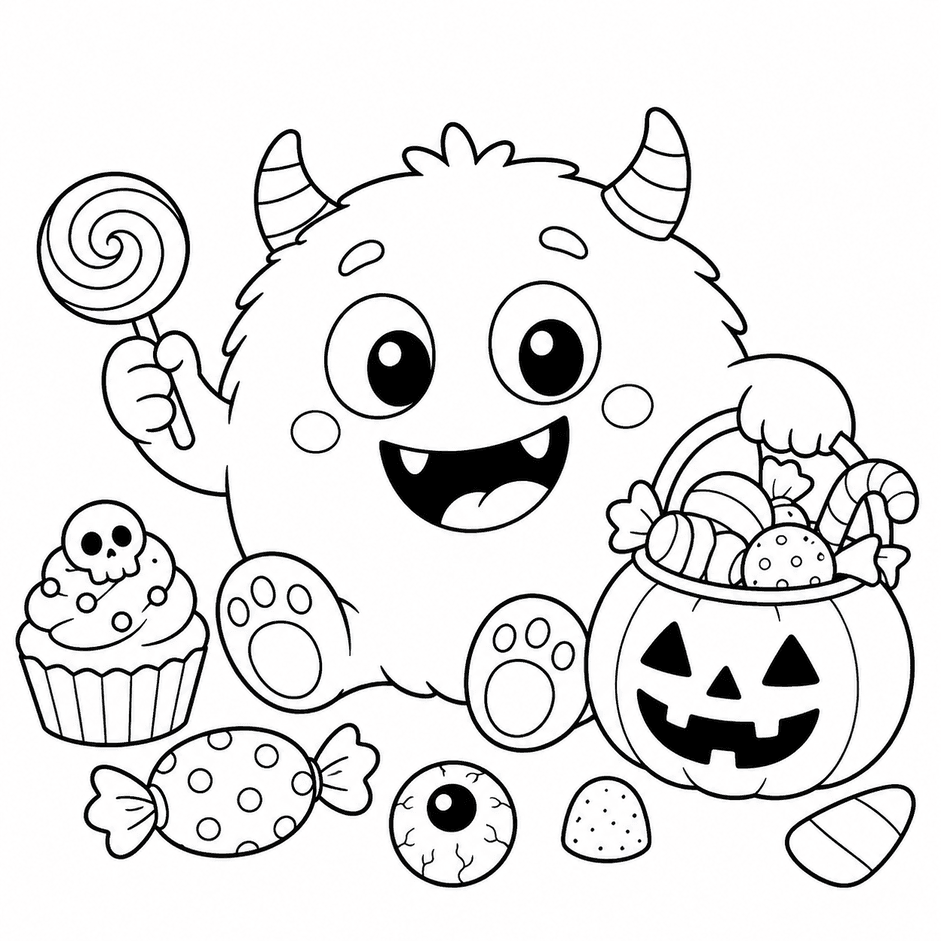 Monstrinho de Halloween para colorir