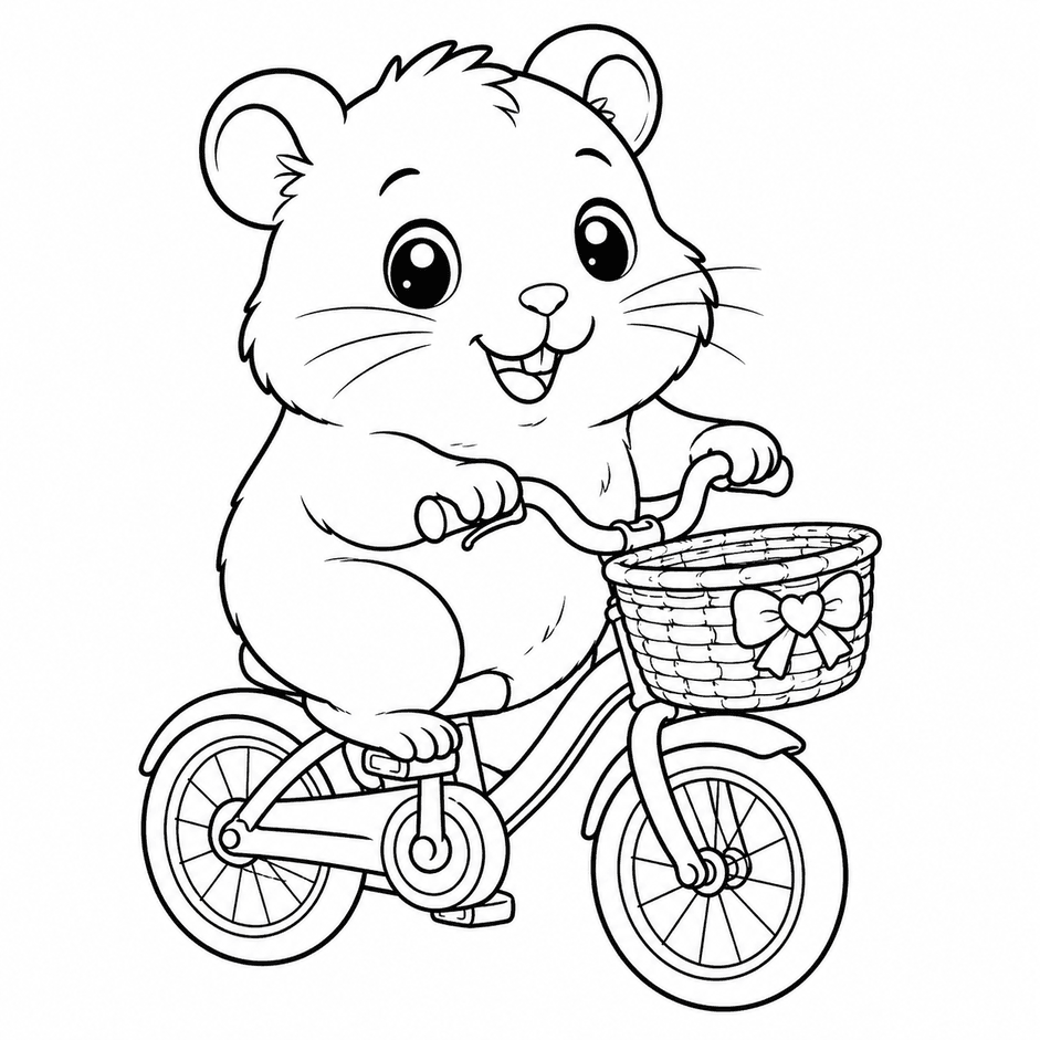 Hamster de bicicleta para colorir