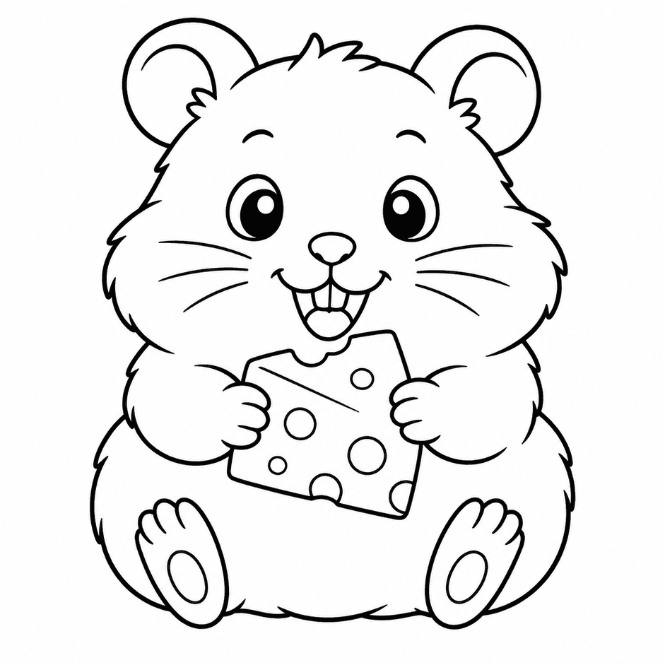 Hamster comendo queijo para colorir