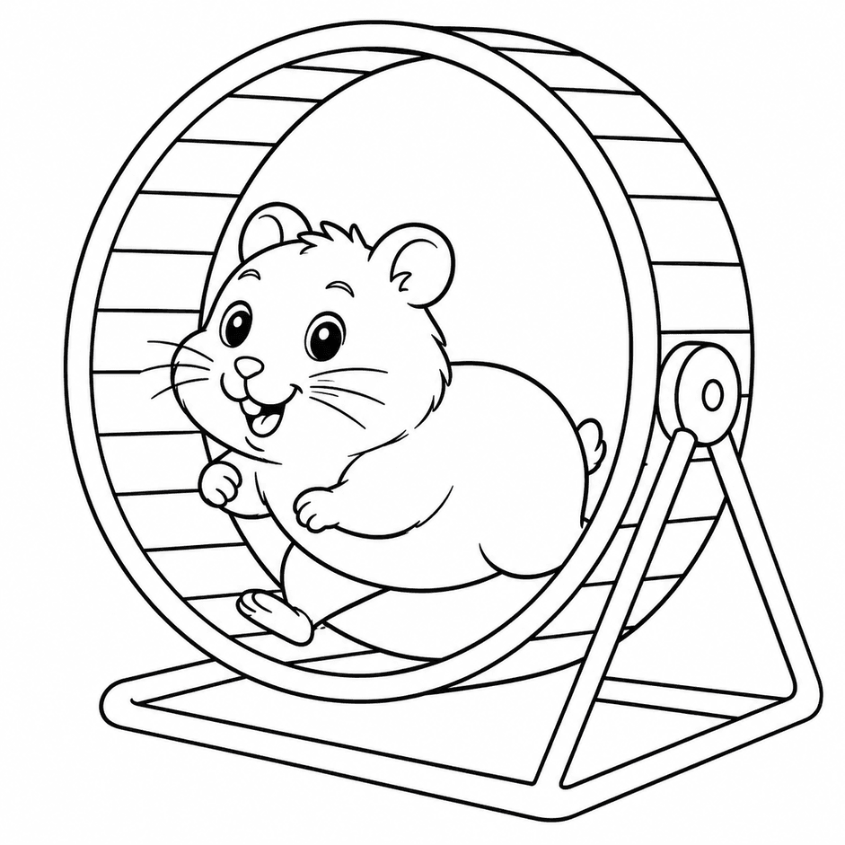 Hamster correndo para colorir