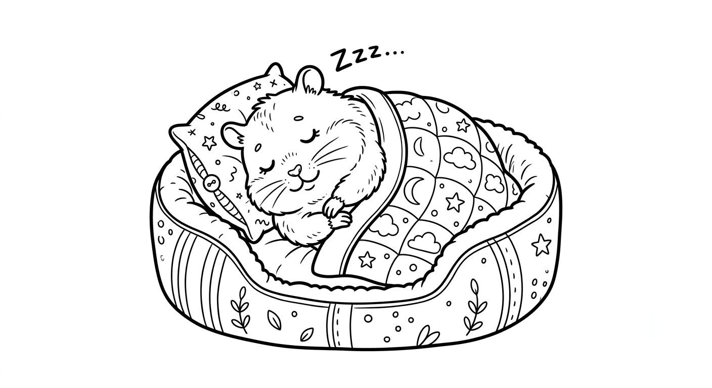 Hamster dormindo para colorir