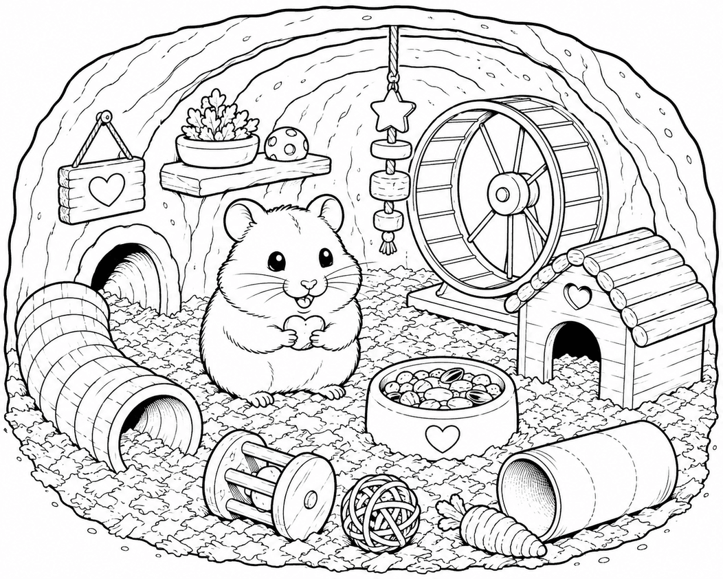 Hamster em casa para colorir
