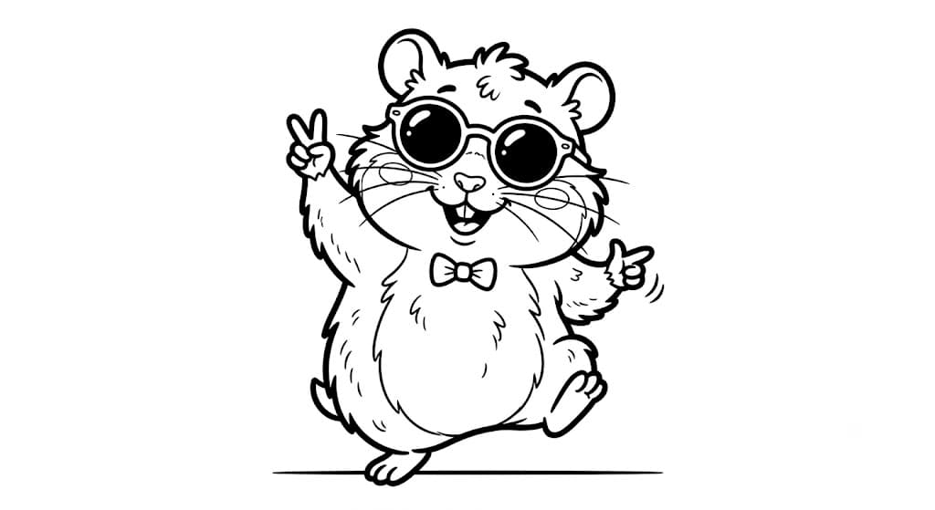 Hamster de óculos de sol para colorir