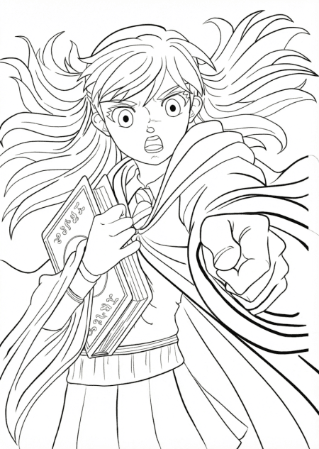 Hermione em ação para colorir
