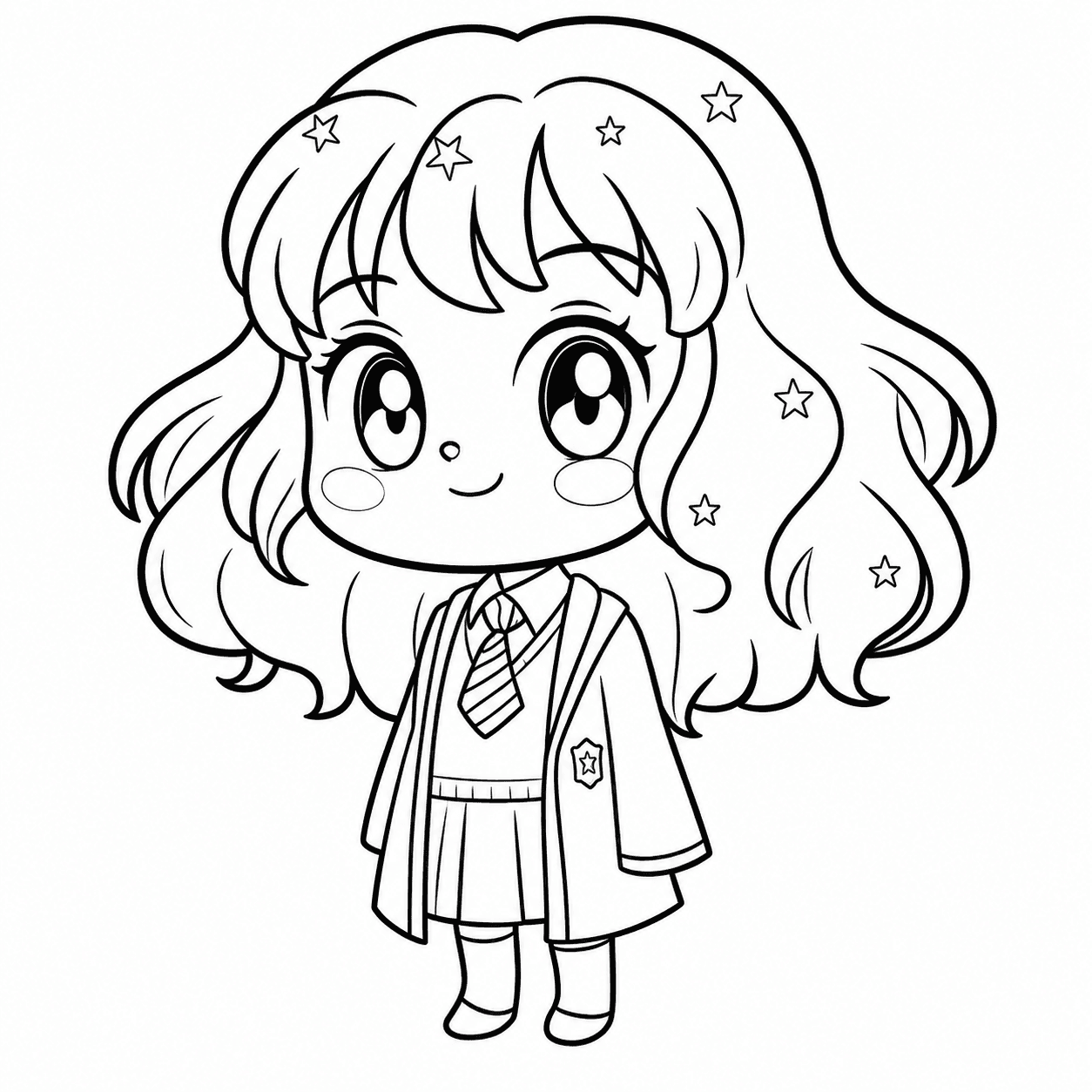 Hermione kawaii para colorir
