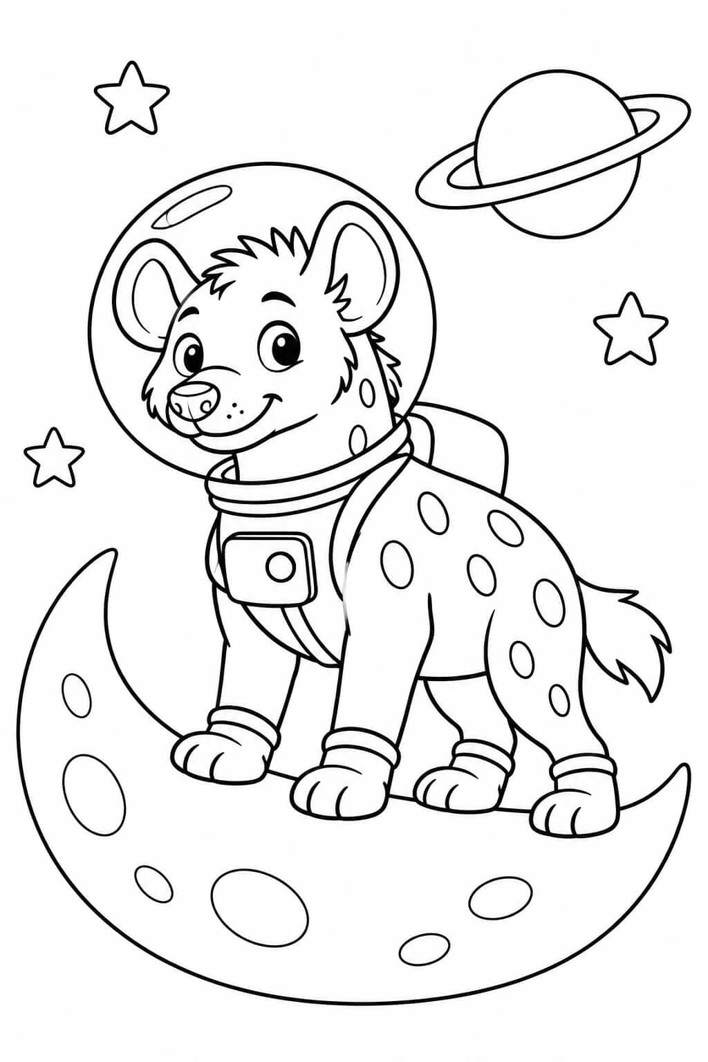 Hiena astronauta para colorir