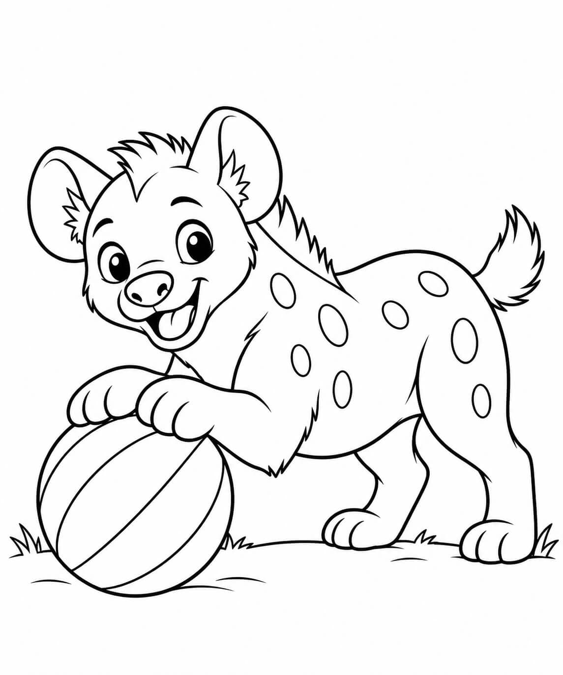 Hiena com bola para colorir