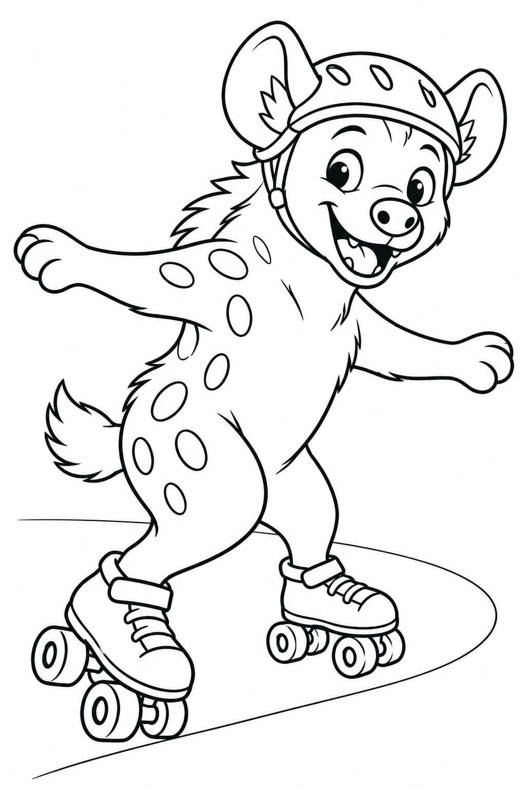 Hiena de patins para colorir